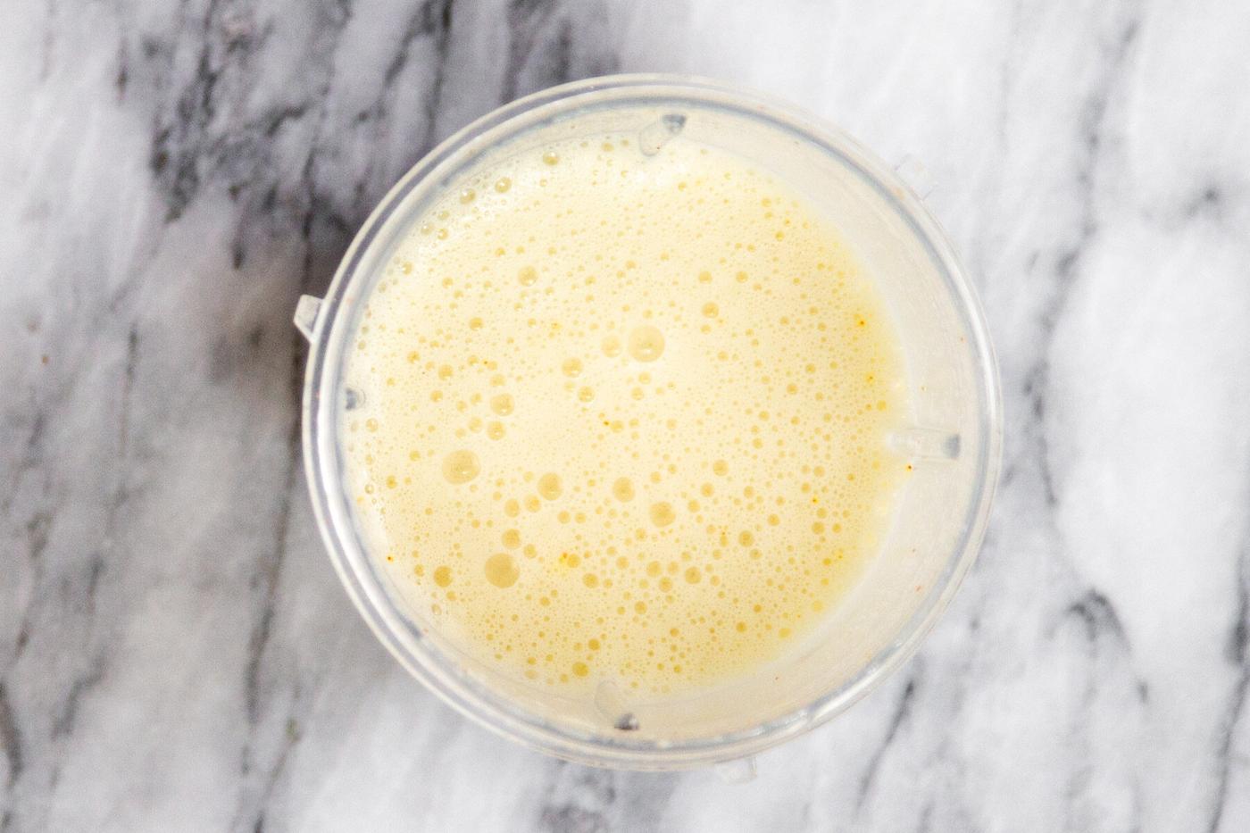 ingredients for vegan custard in a glass bowl