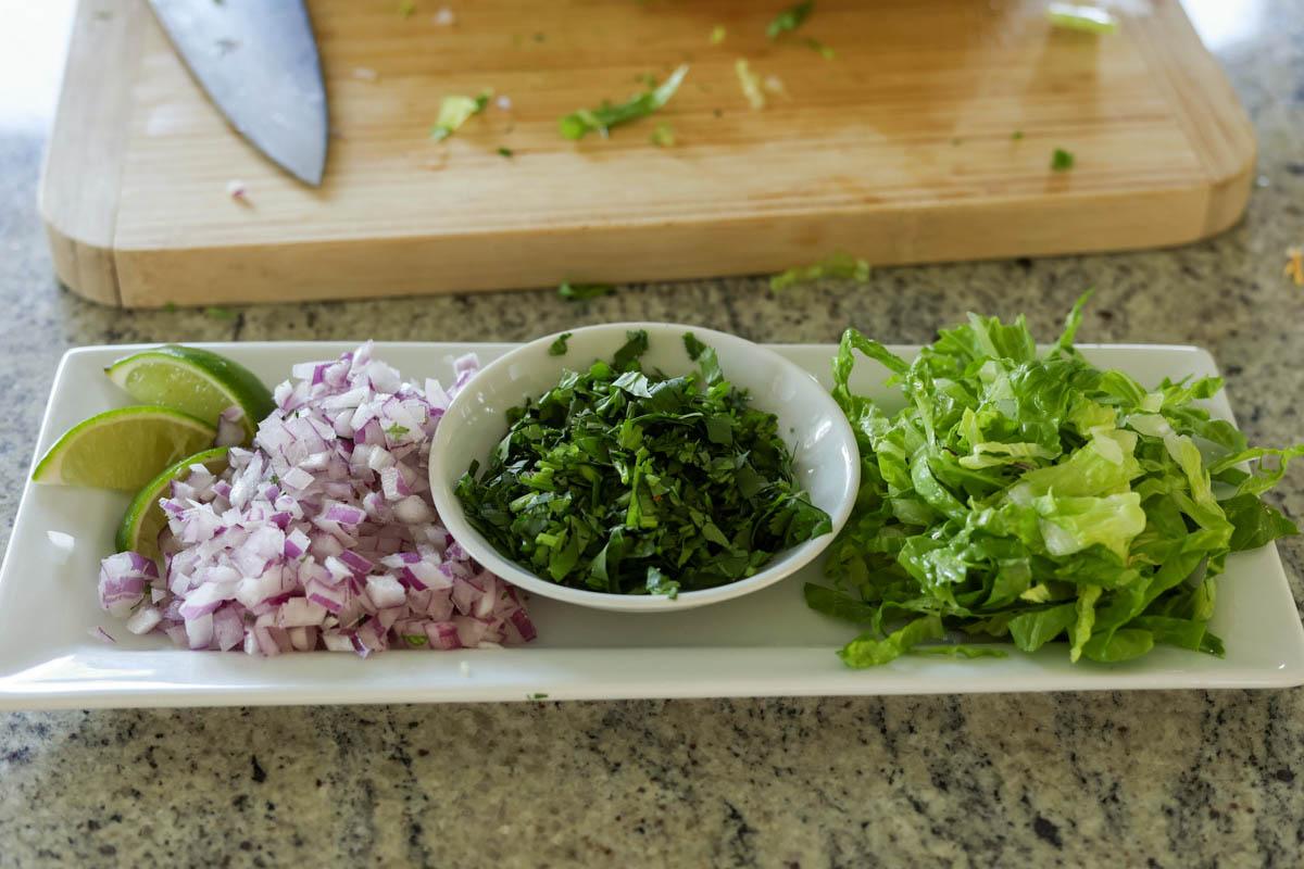 prepared toppings on a plate