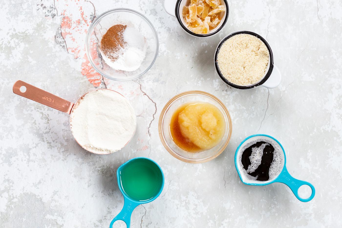 Vegan Snickerdoodle Bars Ingredients in bowls