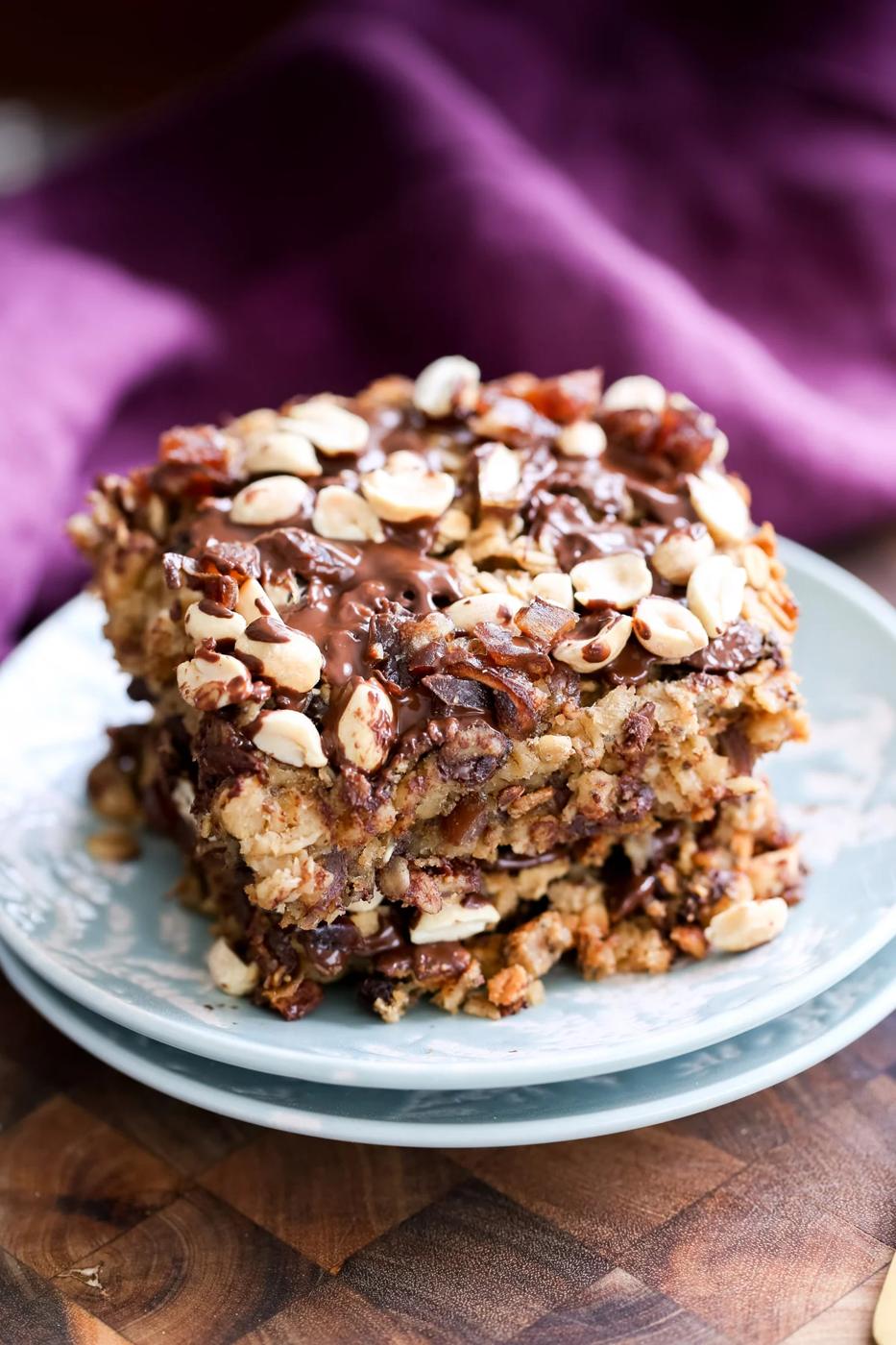 Vegan Snickers Baked Oatmeal