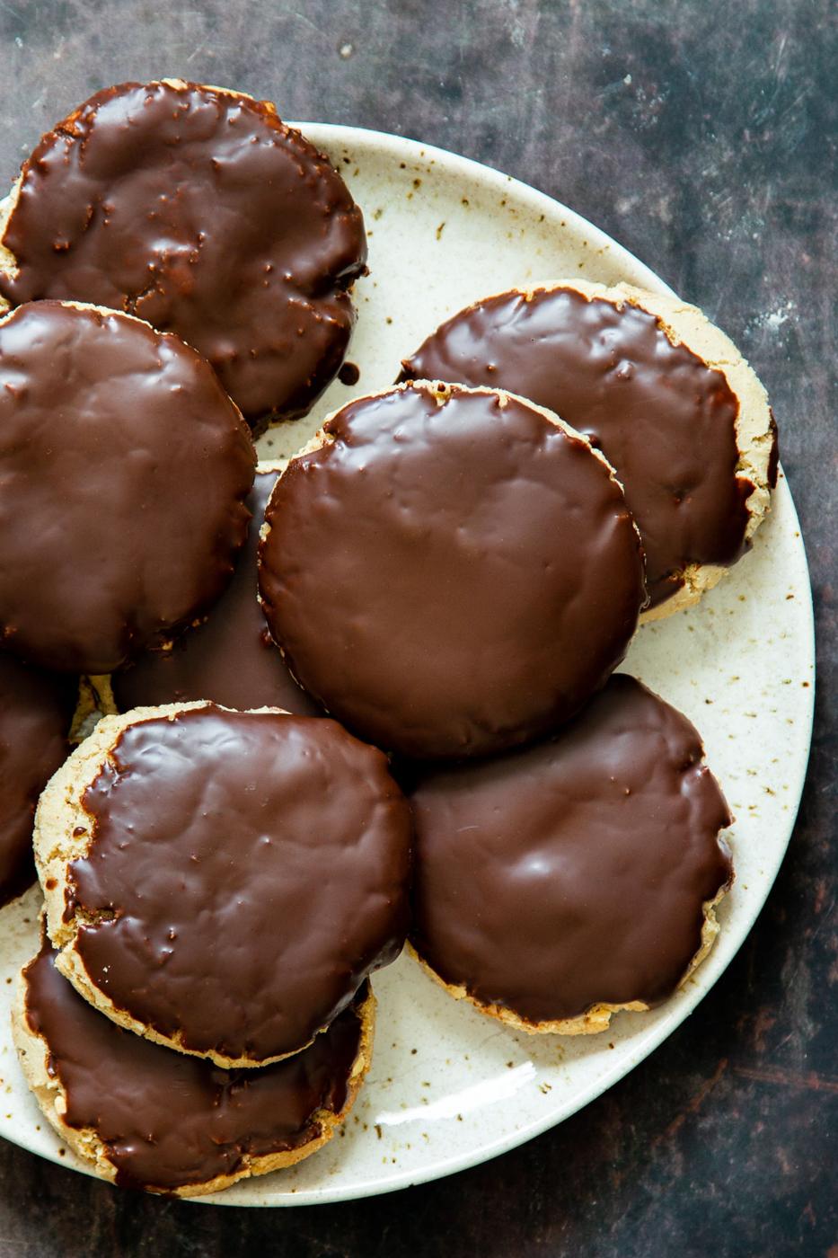 vegan glutenfree snickers cookies with chocolate glaze