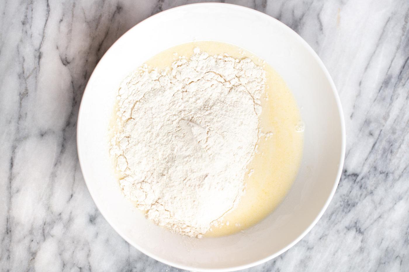 vegan naan bread ingredients in a bowl