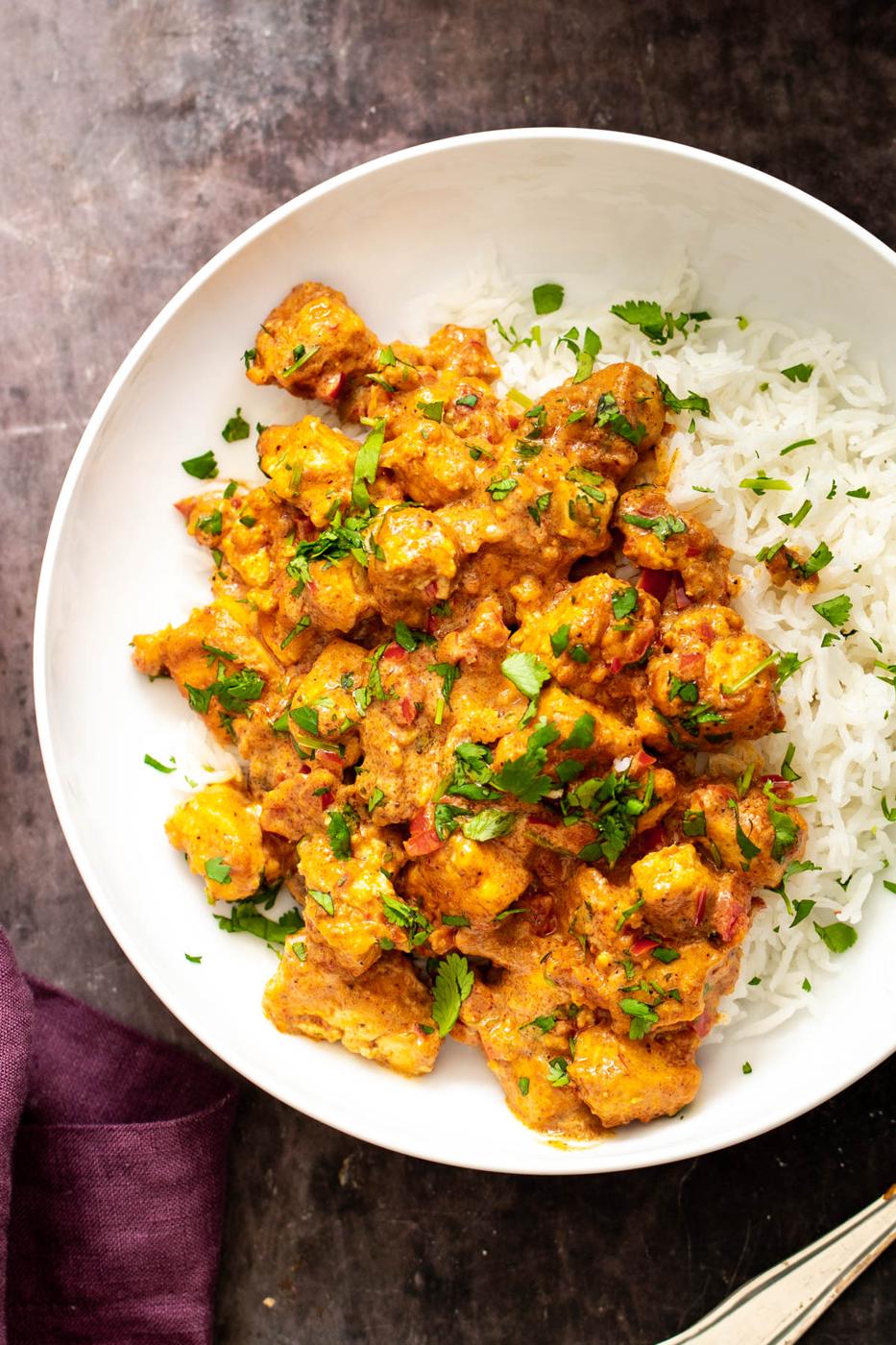 Vegan Tofu Rogan Josh (Tofu in Chili Yogurt Sauce)