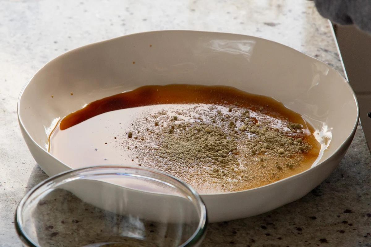marinade ingredients in a bowl before mixing