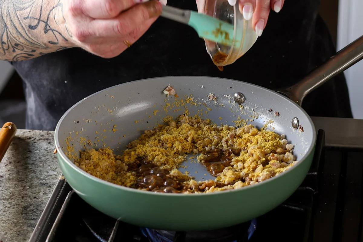 adding wet ingredients to the roux