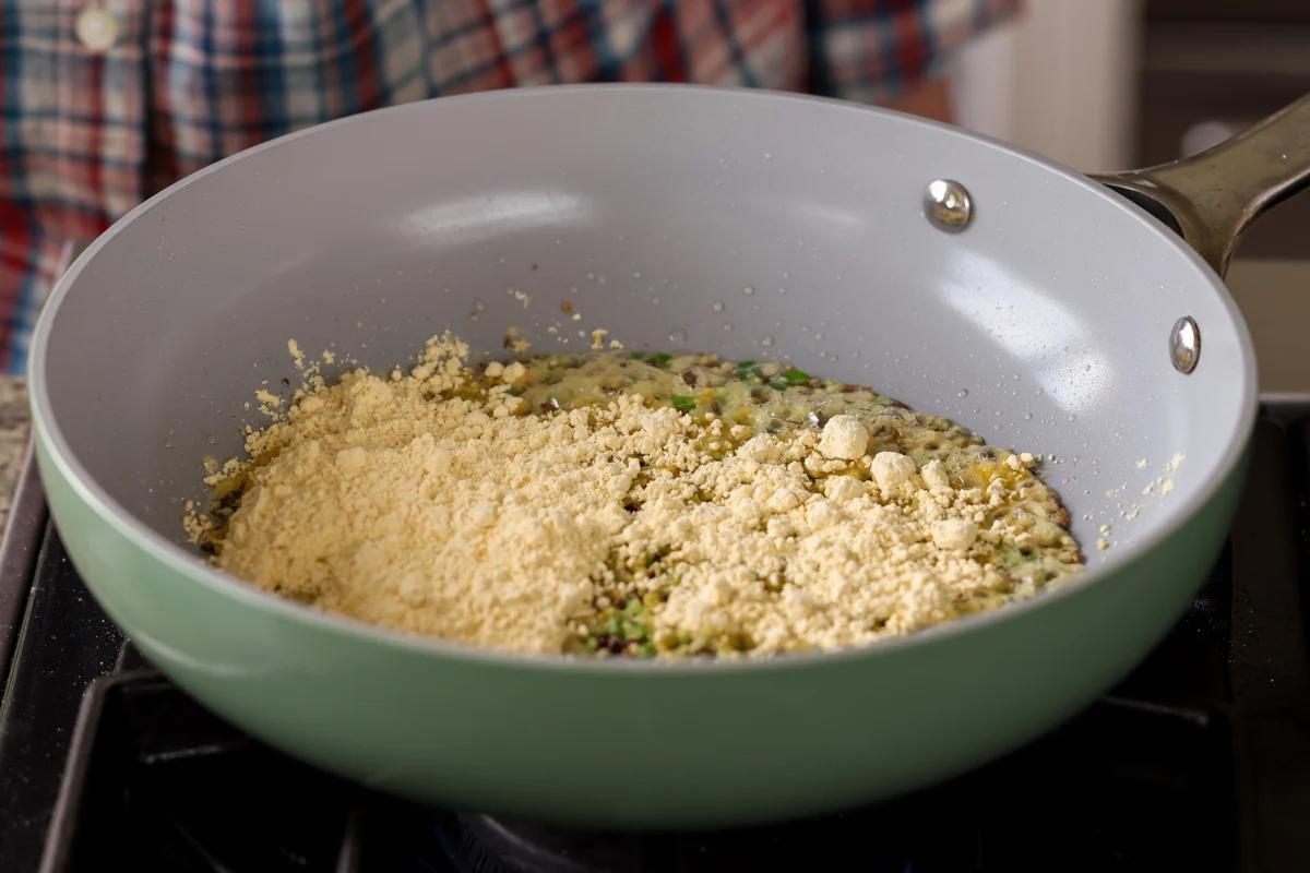 adding chickpea flour