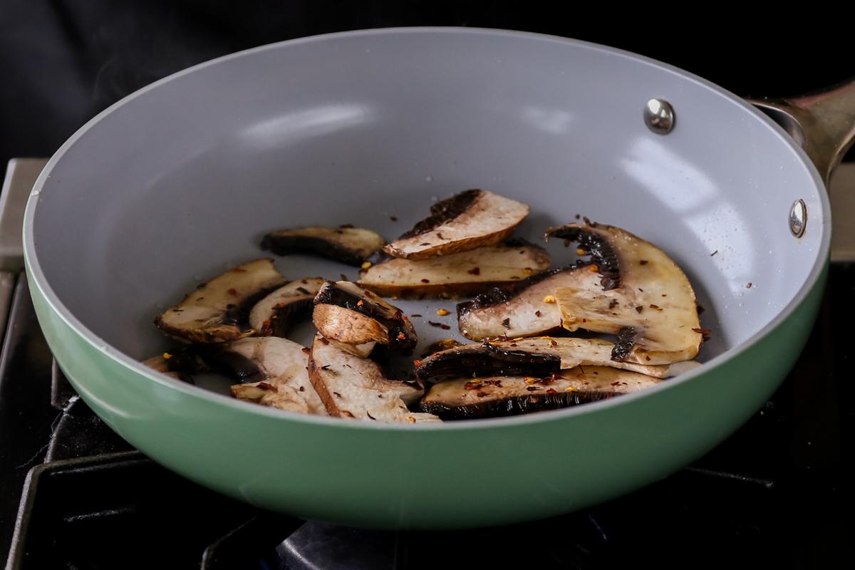 cooking the mushrooms