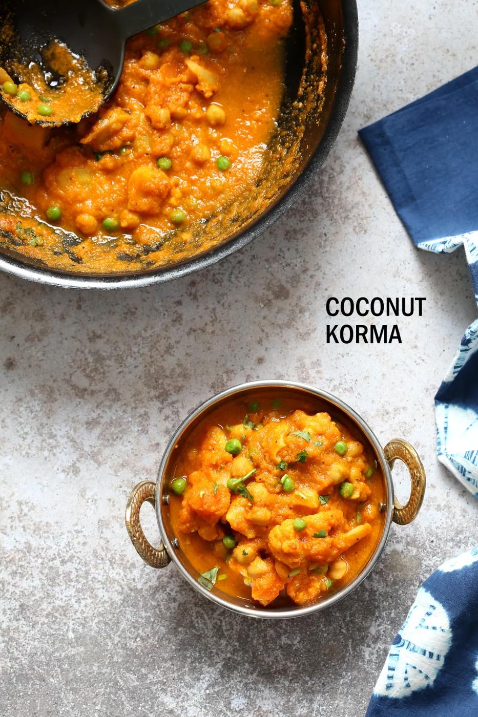 Coconut Korma Sauce with Cauliflower, Potato, Chickpeas. Veggie Kurma Recipe