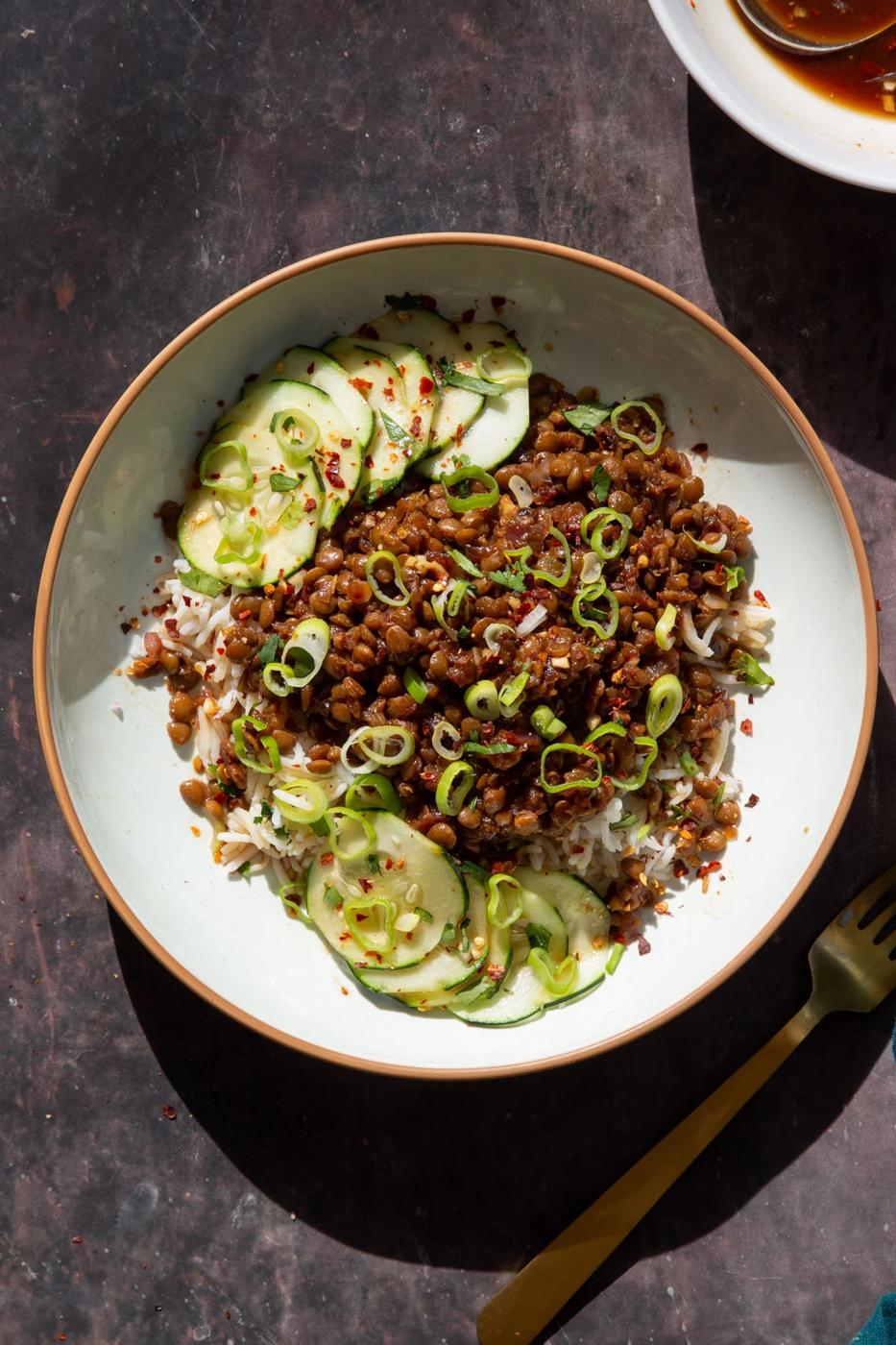 Vietnamese Inspired Caramelized Pork Bowls with Lentils