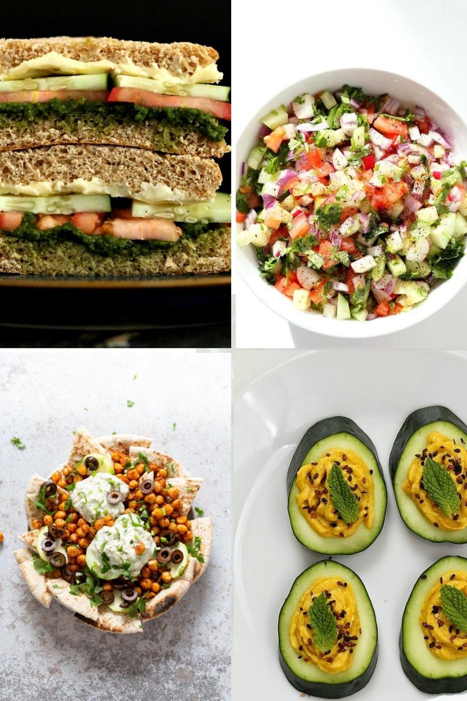 collage of cucumber recipe ideas