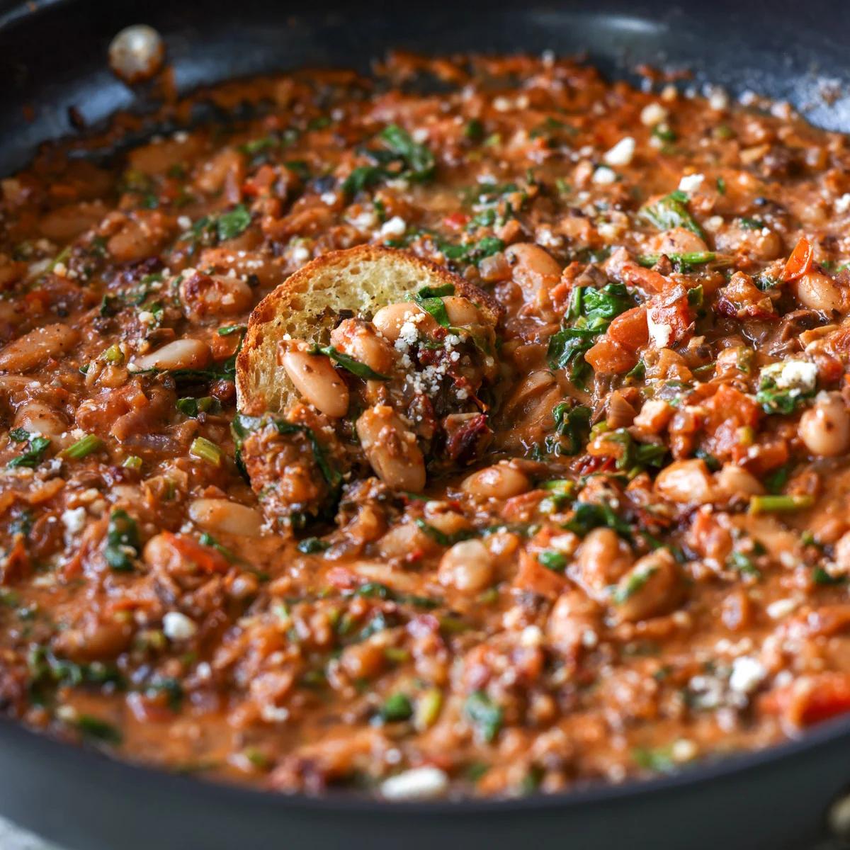 Smoky Sun-dried tomato Walnut Sauce White Beans (1 pan, 30 minutes)