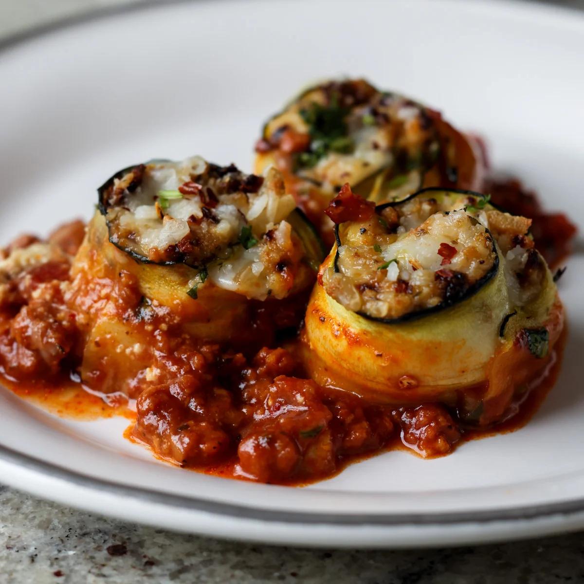 Zucchini Rolls with Herbed Sun dried tomato ricotta (gluten-free with soy-free and nut-free options)