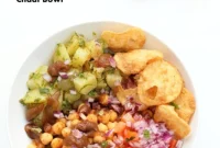 Zesty Chickpea Potato Chaat Bowl with Date Tamarind Drizzle