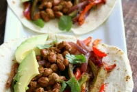 Vegan Pinto Bean Fajita Tacos with Zesty Cilantro-Lime Marinade