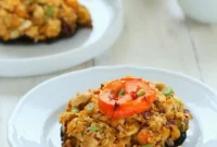 Savory Vegan Portobello Caps with Herbed Chickpea Stuffing