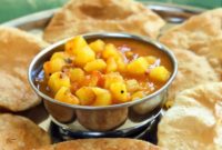 Vegan Poori Aloo: Fluffy Puffs & Spiced Tomato Potatoes