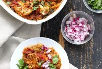 Smoky BBQ Lentil Farro Cauliflower Bake
