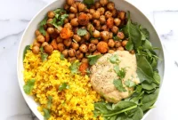 Spiced Golden Buddha Bowl with Pepper Hummus