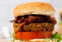 Vegan Za’atar Spiced Chickpea Burgers & Chili-Glazed Onions