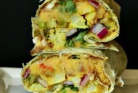 Spiced Gobi Aloo Wrap with Toasted Red Lentil Hummus