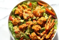 Creamy Peanut Cauliflower Power Bowl with Roasted Carrots