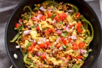 No-Chip Nachos: Bell Peppers Loaded with Cauliflower Taco Meat & Creamy Vegan Queso