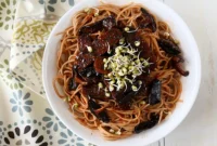 Umami Teriyaki Tempeh Shiitake Soba with a Sriracha Kick Vegan and Gluten Free