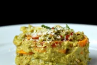 Plant-Powered Alfredo Bake with Sweet Potato Spinach and Peppers
