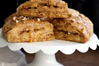 Oil-Free Vegan Pumpkin Scones with Spiced Pumpkin Caramel Drizzle