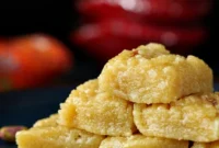 Vegan Almond Semolina Fudge with Saffron Infusion