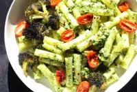 Vibrant Vegan Pesto Pasta with Smoky Charred Broccoli