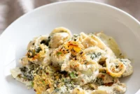 Creamy Vegan Spinach Artichoke Pasta Bake