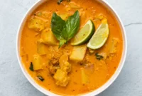 Golden Vegan Sweet Potato Red Lentil Curry