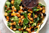 Spicy Maple Mustard Tofu and Sweet Potato Bowl