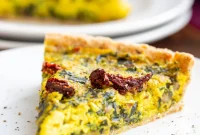 Garden Fresh Vegan Quiche with Mushrooms, Spinach and Leeks