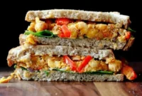 Fiery Charred Chickpea Scramble Sandwich Vegan