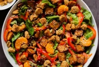 Summer’s Smoky Tofu Salad with Crispy Almond Croutons