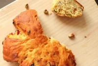 Festive Vegan Stollen Wreath: Cranberry, Pistachio & Candied Orange Centerpiece
