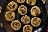 Swirled Coconut Pistachio Raisin Indian Fudge Gujiya Peda