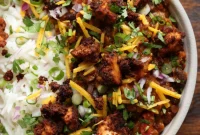 Tofu Chorizo Power Bowl with Smoky Red Lentil Black Beans