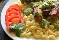 Smoky Spice Tempeh Pasta with Bright Cilantro Almond Pesto