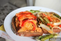 Vegan Jamaican Jerk Tempeh Sandwich with Creamy Red Bell Pepper Mayo