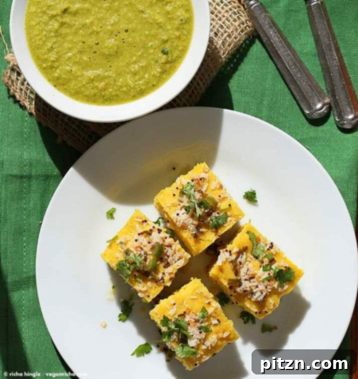 Khaman Dhokla Steamed Chickpea Flour Cakes Recipe 3 Chickpea flour Snack Cakes - Khaman Dhokla Recipe | Vegan, gluten-free, soy-free snack or breakfast.