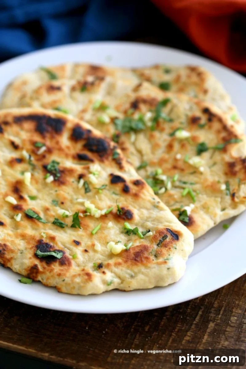 Effortless Garlic Herb Flatbread No Yeast 3 Garlic flatbread recipe No Yeast. This easy garlic herb flatbread has no yeast, doesn't need hours to rest, and has a secret ingredient. | VeganRicha.com #vegan #flatbread #recipe