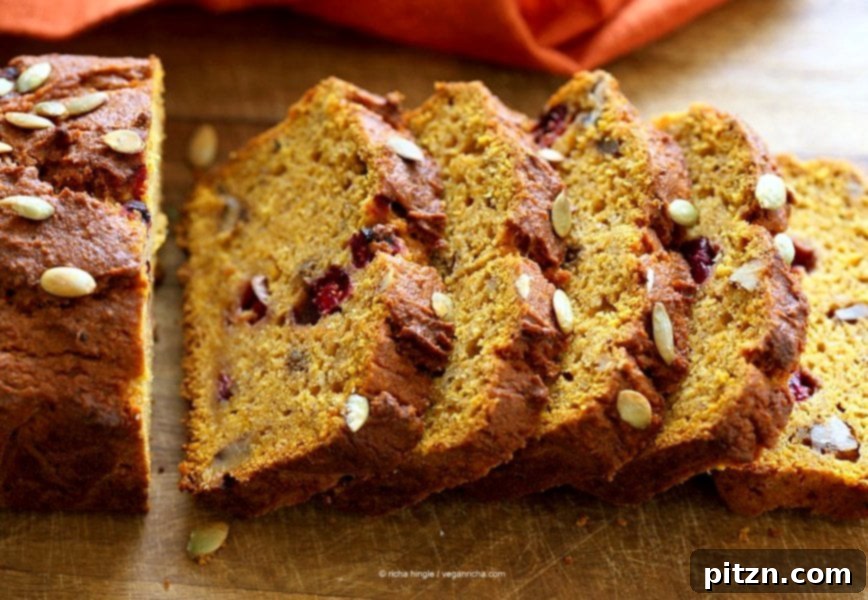 Autumn Vegan Gluten Free Pumpkin Cranberry Bread 10 Vegan Gluten free Pumpkin Bread Recipe with cranberries and walnuts. Gum-free, Soy-free. Can be made oat-free. | VeganRicha.com #vegan #glutenfree #pumpkinbread