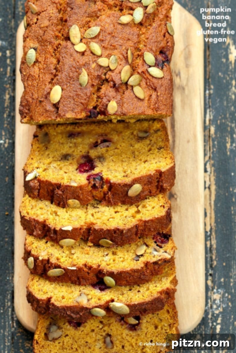 Autumn Vegan Gluten Free Pumpkin Cranberry Bread 8 Vegan Gluten free Pumpkin Bread Recipe with cranberries and walnuts. Gum-free, Soy-free. Can be made oat-free. | VeganRicha.com #vegan #glutenfree #pumpkinbread #breakfast