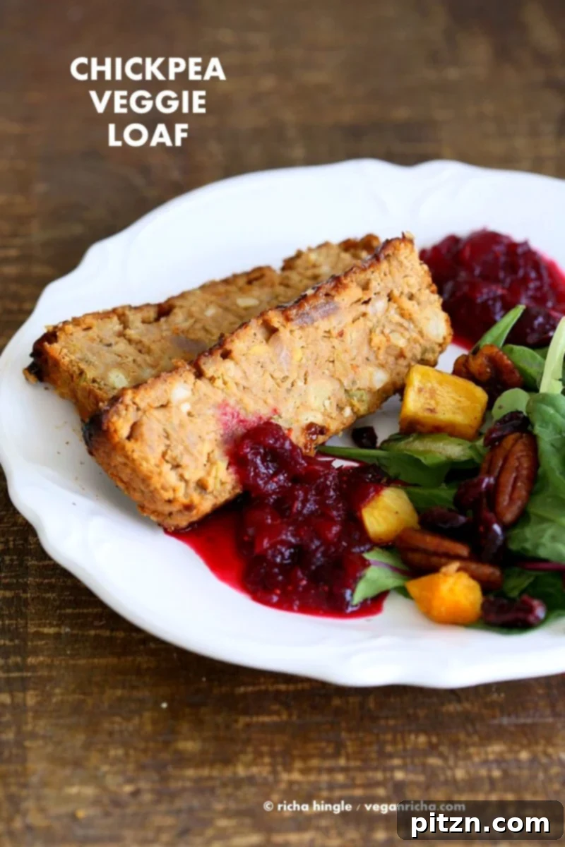 Delicious Plant-Based Chickpea Meatloaf 2 Spicy Chickpea Veggie Loaf with a savory BBQ glaze, a perfect vegan meatloaf for holiday feasts like Thanksgiving and Christmas. Easy, delicious, nut-free, soy-free, and gluten-free adaptable.