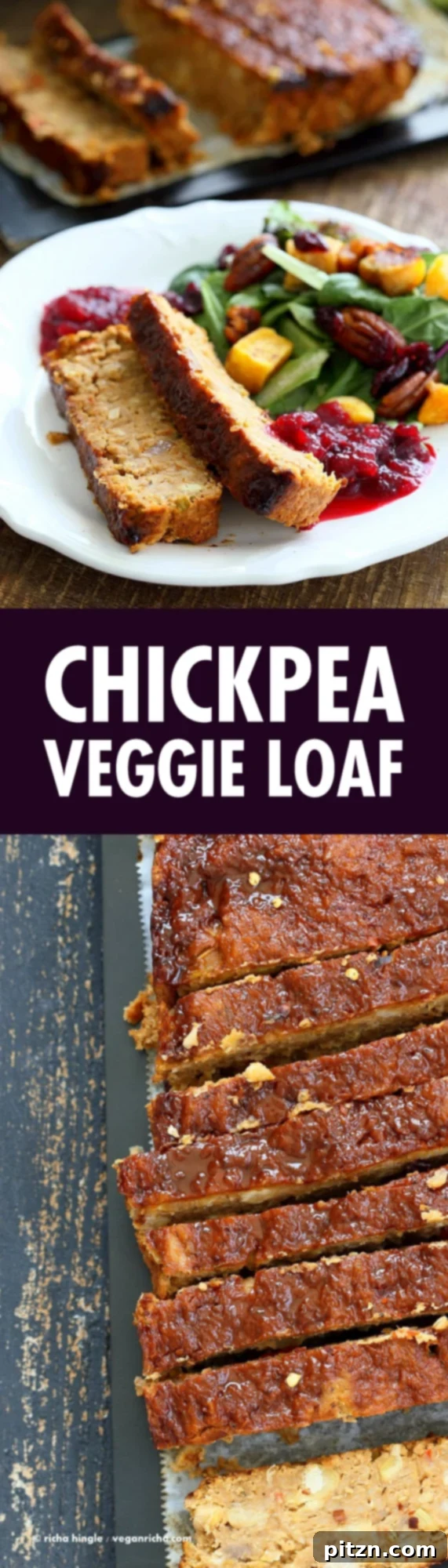 Delicious Plant-Based Chickpea Meatloaf 4 Close-up of a festive Chickpea Veggie Loaf with a glossy spicy BBQ glaze, highlighting the hearty texture and rich color, ideal for Thanksgiving and Christmas.