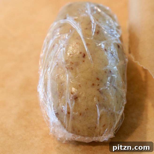 chilled vegan sugar cookie dough wrapped in cling film