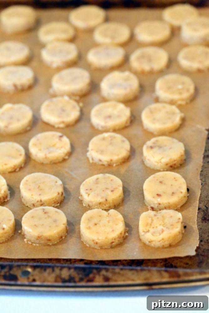 gluten-free vegan sugar cookies lined up on a baking sheet ready to be baked